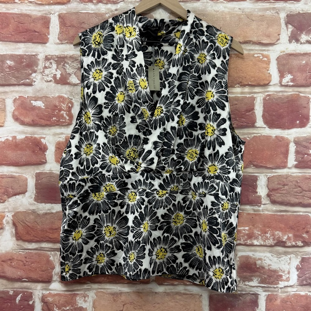 Ann Taylor Top Women's 18 Multicolor Garden Floral Satin Casual Career Shirt